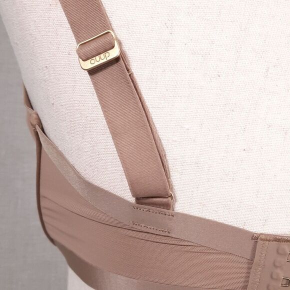 CUUP The Plunge Bra Size 32H NWOT Sheer Mesh Taupe Gold Hardware Triple Hook/Eye - Picture 4 of 14